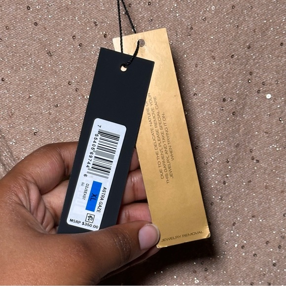 Donna Karan Beige Sequin Knit Side Knot Sweater Top Size XL - Picture 10 of 16